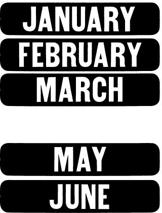 Calendar No 13 logotypes Jan,Feb,Mar,May,Jun