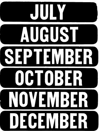 Calendar No 13 logotypes Jul,Aug,Sept. Oct, Nov, Dec