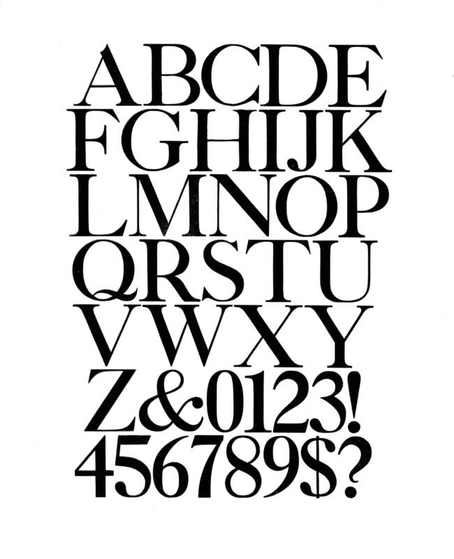 simple specimen of Caslon wood type from the Rob Roy Kelly collection, printed in the UT Design Lab