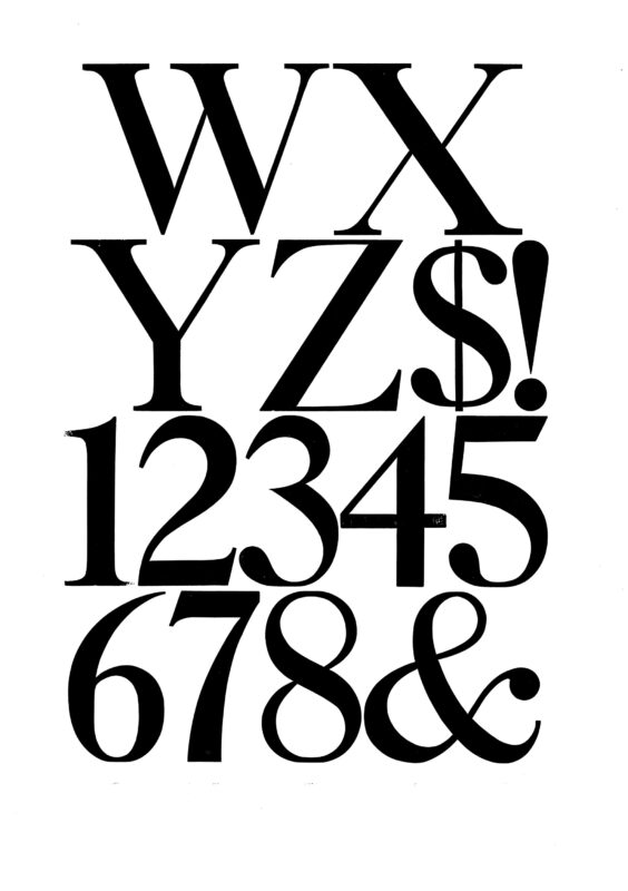 simple specimen of Caslon wood type from the Rob Roy Kelly collection, printed in the UT Design Lab