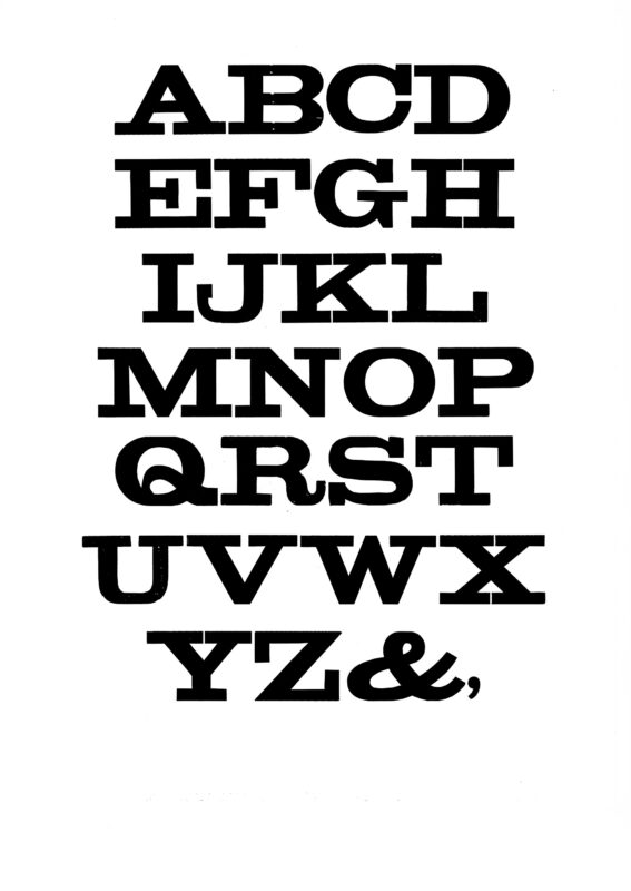 simple specimen of Antique Light Face Extended wood type from the Rob Roy Kelly collection, printed in the UT Design Lab