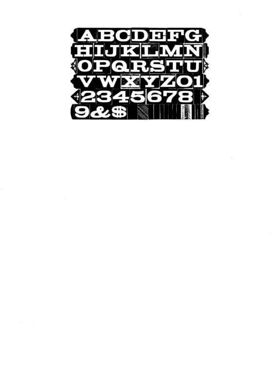 simple specimen of Antique Light Face Extended Reversed wood type from the Rob Roy Kelly collection, printed in the UT Design Lab