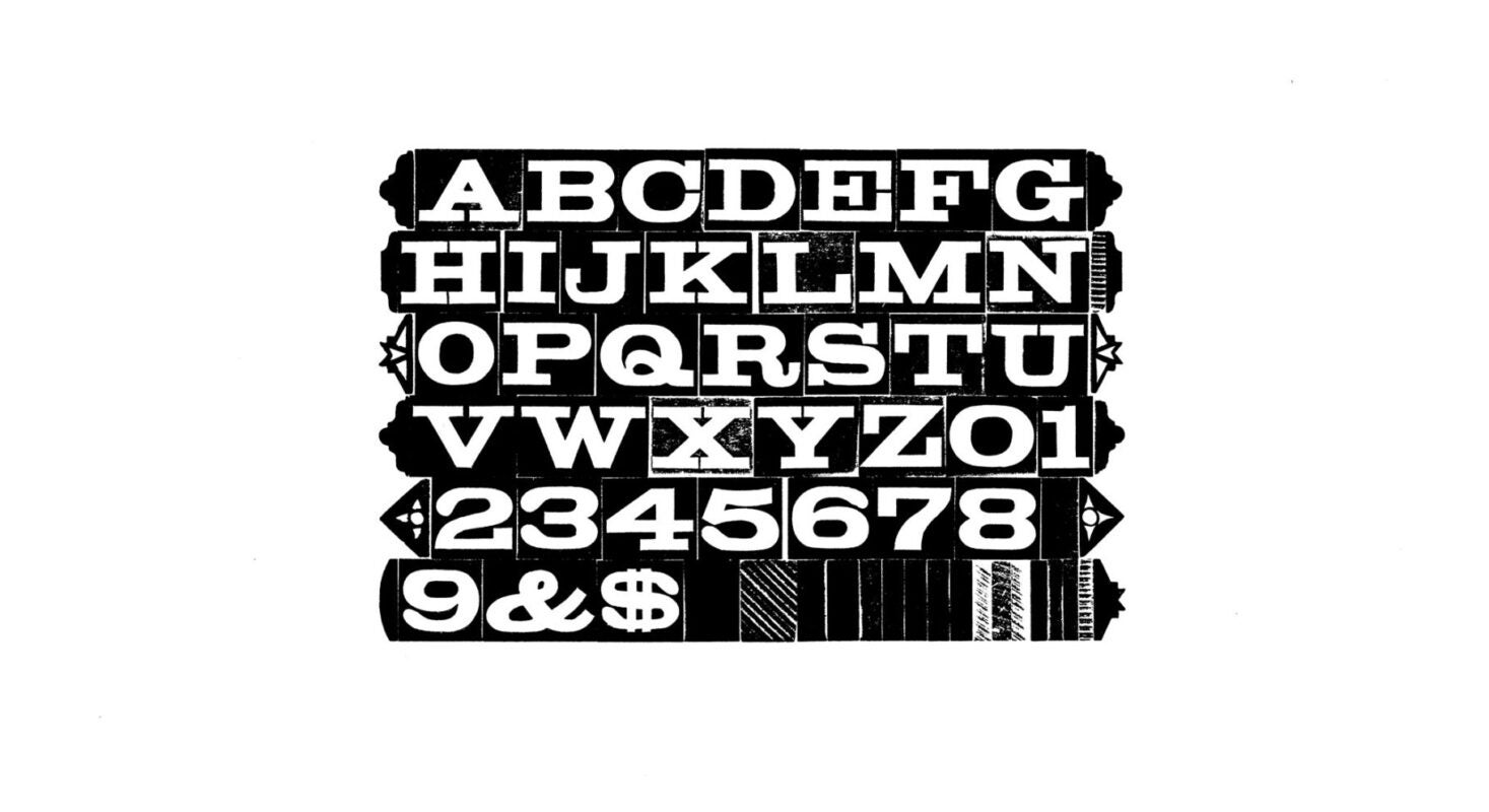 simple specimen of Antique Light Face Extended Reversed wood type from the Rob Roy Kelly collection, printed in the UT Design Lab