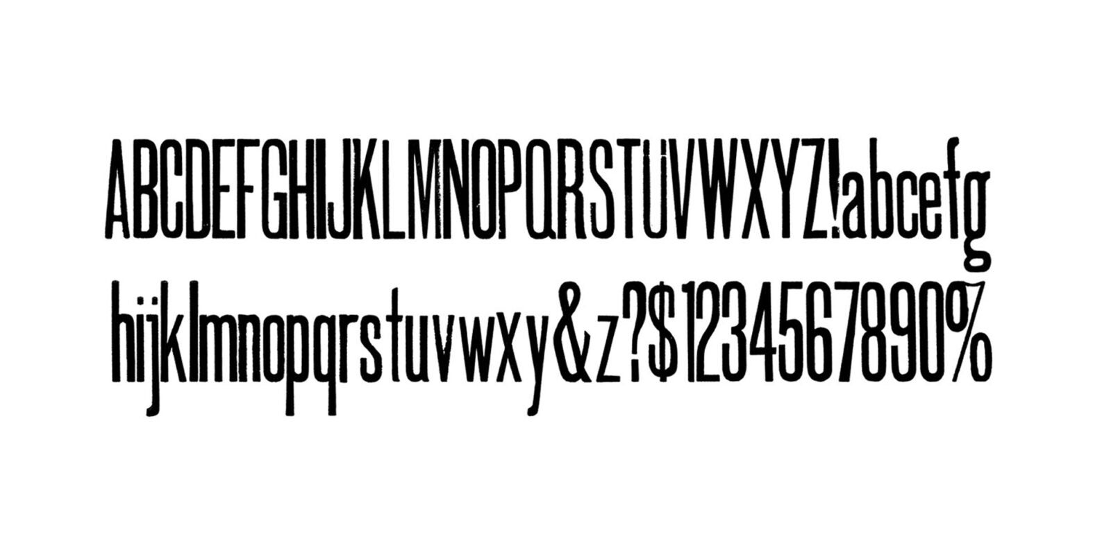 Letterpress print wood type specimen from the Rob Roy Kelly American Wood Type Collection, uppercase letters printed in a single layer using black ink