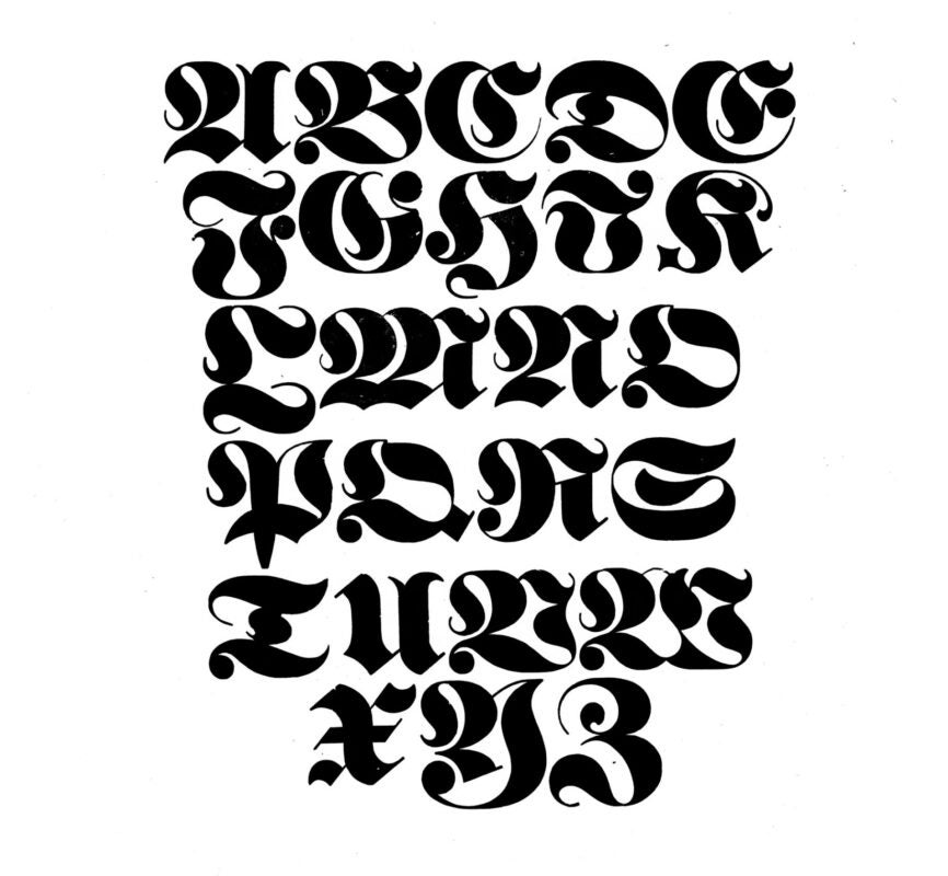 simple specimen of German Full-face wood type from the Rob Roy Kelly collection, printed in the UT Design Lab