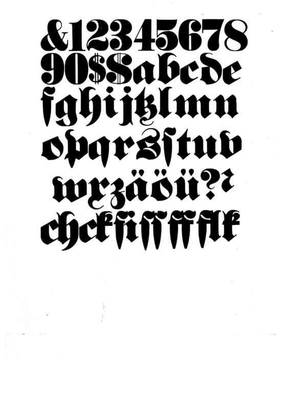 simple specimen of German Full-face wood type from the Rob Roy Kelly collection, printed in the UT Design Lab