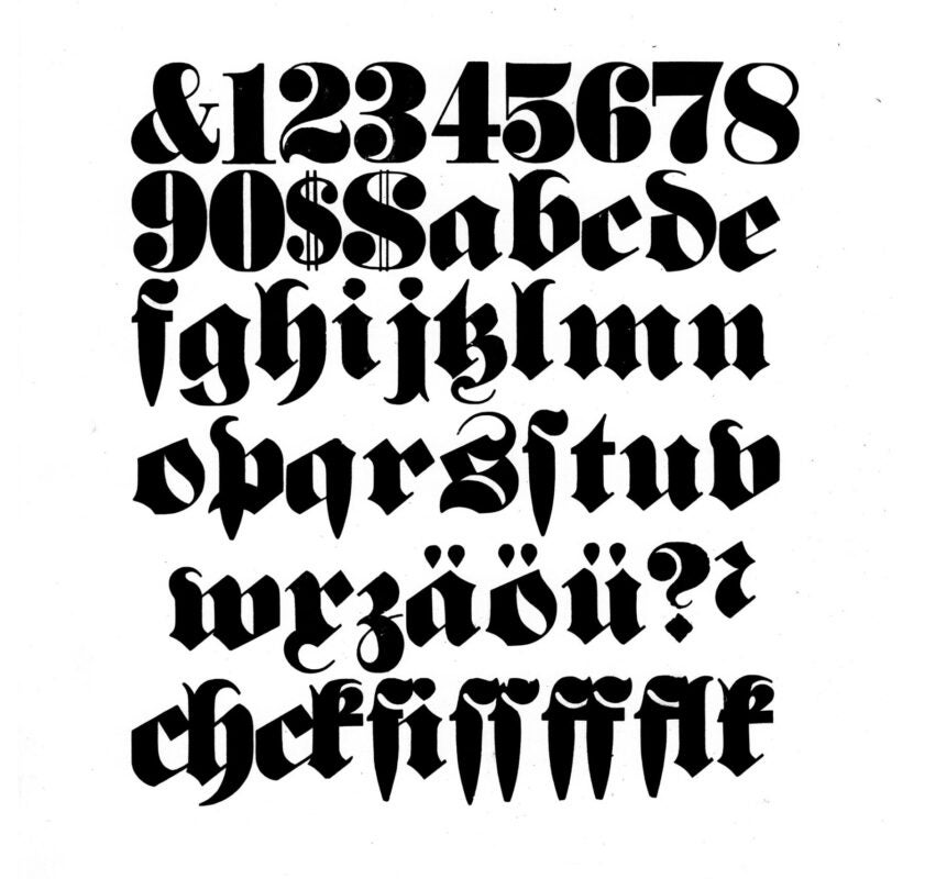 simple specimen of German Full-face wood type from the Rob Roy Kelly collection, printed in the UT Design Lab