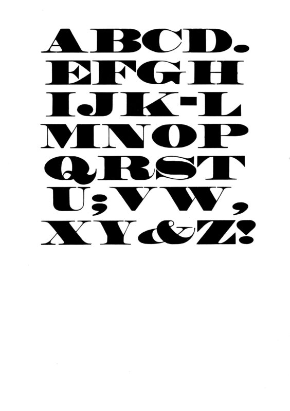 plain specimen of Roman Extended wood type from the Rob Roy Kelly collection, printed in the UT Design Lab
