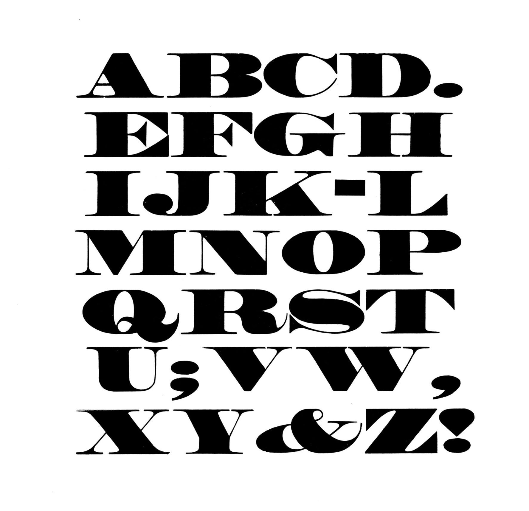Roman Modified Script Roman Extended - Rob Roy Kelly American Wood Type Collection