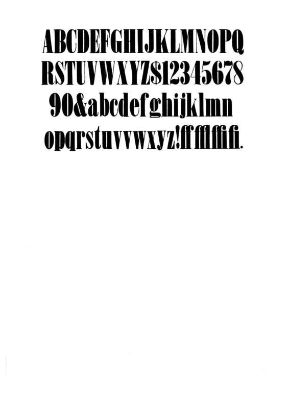 simple specimen of Roman X Condensed wood type from the Rob Roy Kelly collection, printed in the UT Design Lab