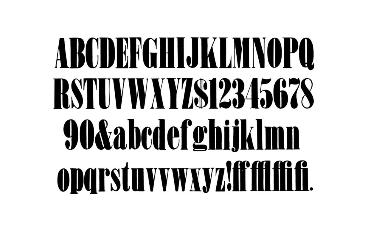 simple specimen of Roman X Condensed wood type from the Rob Roy Kelly collection, printed in the UT Design Lab