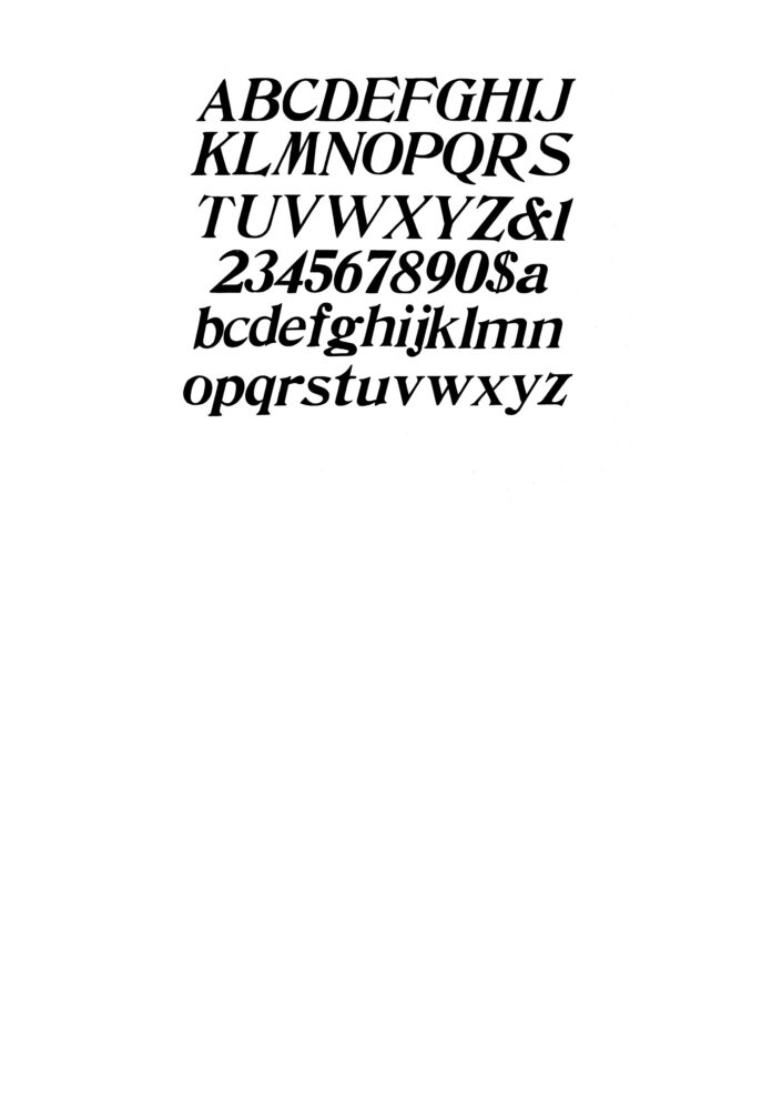 simple specimen of De Vinne Italic wood type from the Rob Roy Kelly collection, printed in the UT Design Lab