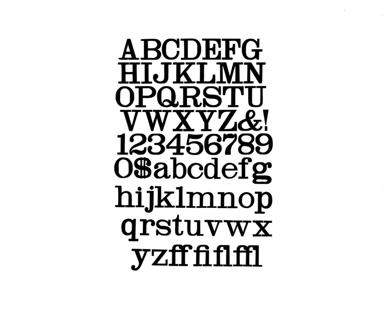 simple specimen of Antique Light Face wood type from the Rob Roy Kelly collection, printed in the UT Design Lab