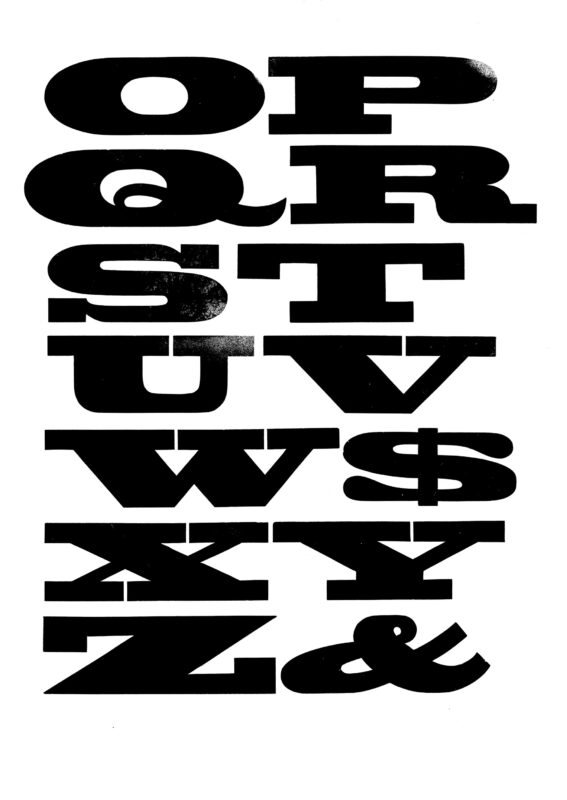 simple specimen of Antique Extended wood type from the Rob Roy Kelly collection, printed in the UT Design Lab