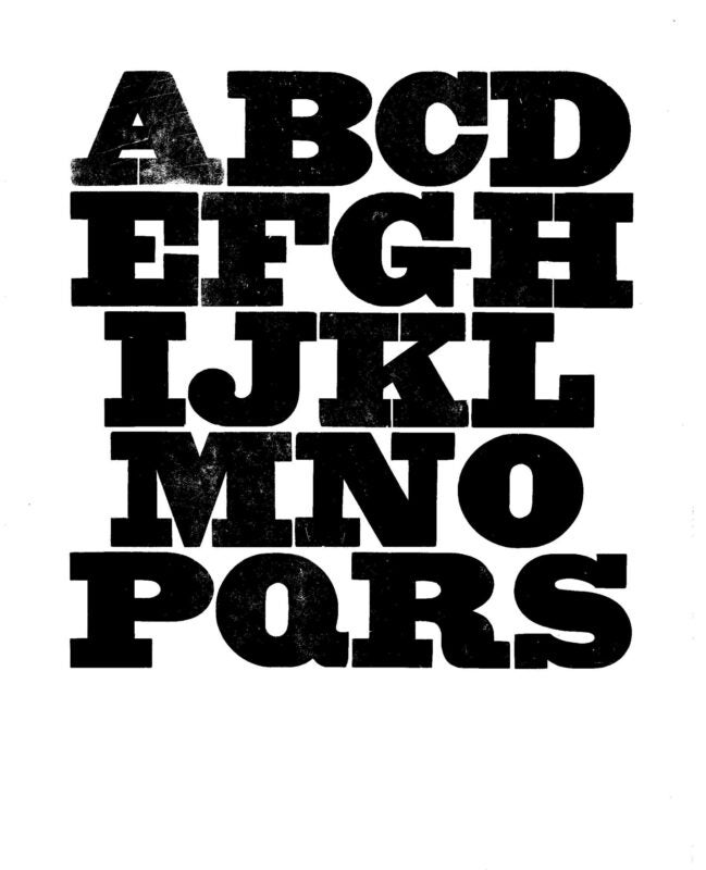 simple specimen of Antique wood type from the Rob Roy Kelly collection, printed in the UT Design Lab