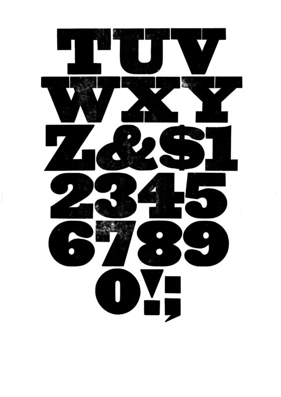 simple specimen of Antique wood type from the Rob Roy Kelly collection, printed in the UT Design Lab