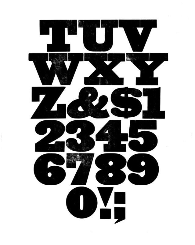 simple specimen of Antique wood type from the Rob Roy Kelly collection, printed in the UT Design Lab