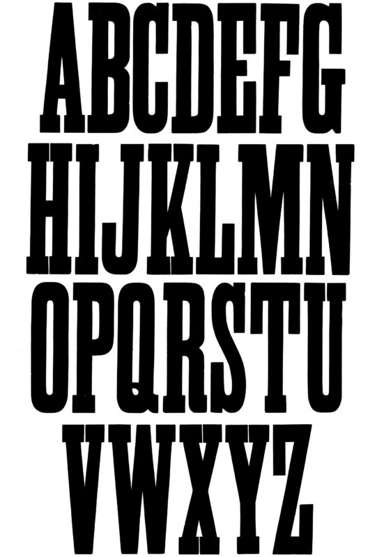 simple specimen of Antique X Condensed No. 3 wood type from the Rob Roy Kelly collection, printed in the UT Design Lab