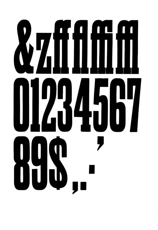simple specimen of Antique X Condensed No. 3 wood type from the Rob Roy Kelly collection, printed in the UT Design Lab