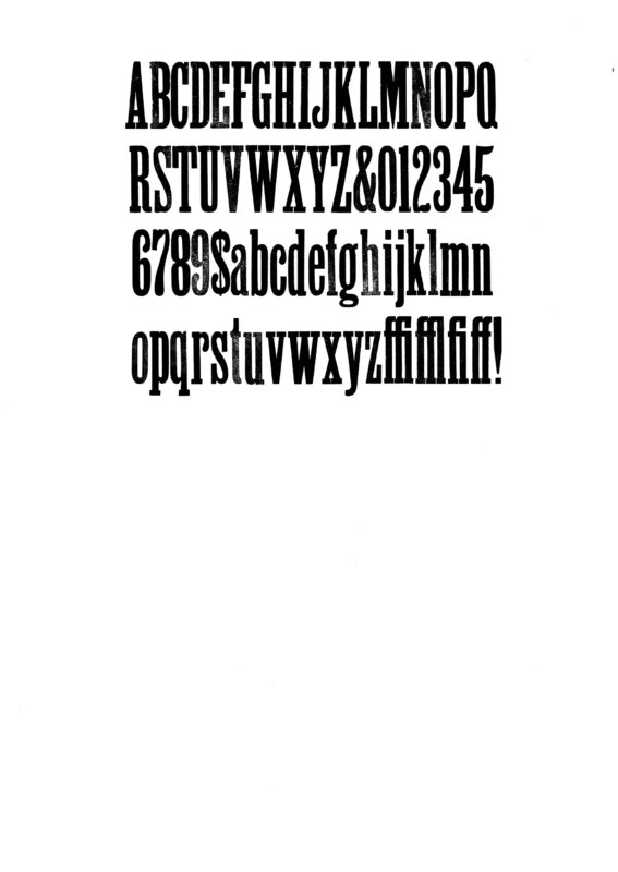 simple specimen of Antique XX Condensed No. 1 wood type from the Rob Roy Kelly collection, printed in the UT Design Lab