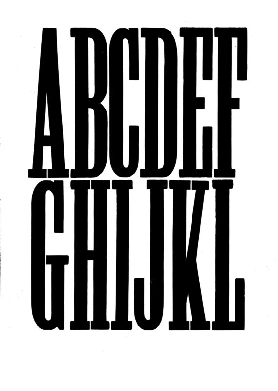 simple specimen of Antique XX Condensed No. 2 wood type from the Rob Roy Kelly collection, printed in the UT Design Lab