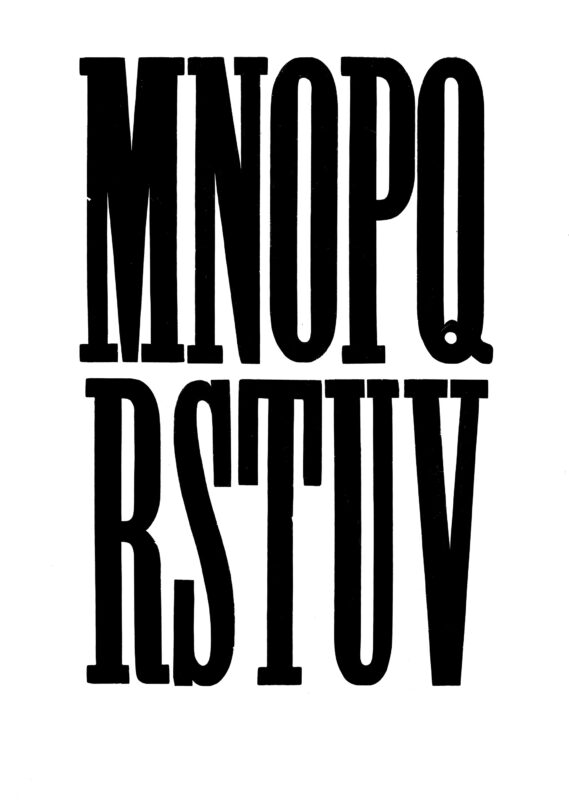 simple specimen of Antique XX Condensed No. 2 wood type from the Rob Roy Kelly collection, printed in the UT Design Lab