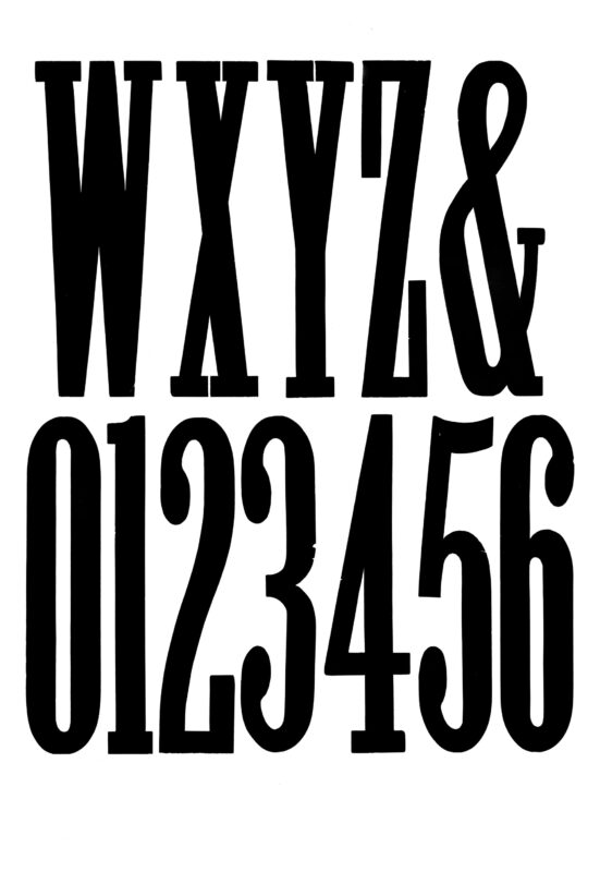 simple specimen of Antique XX Condensed No. 2 wood type from the Rob Roy Kelly collection, printed in the UT Design Lab