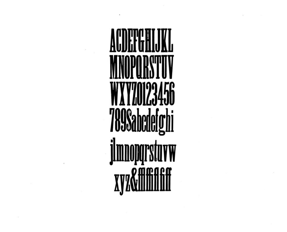 simple specimen of Antique XXX Condensed wood type from the Rob Roy Kelly collection, printed in the UT Design Lab
