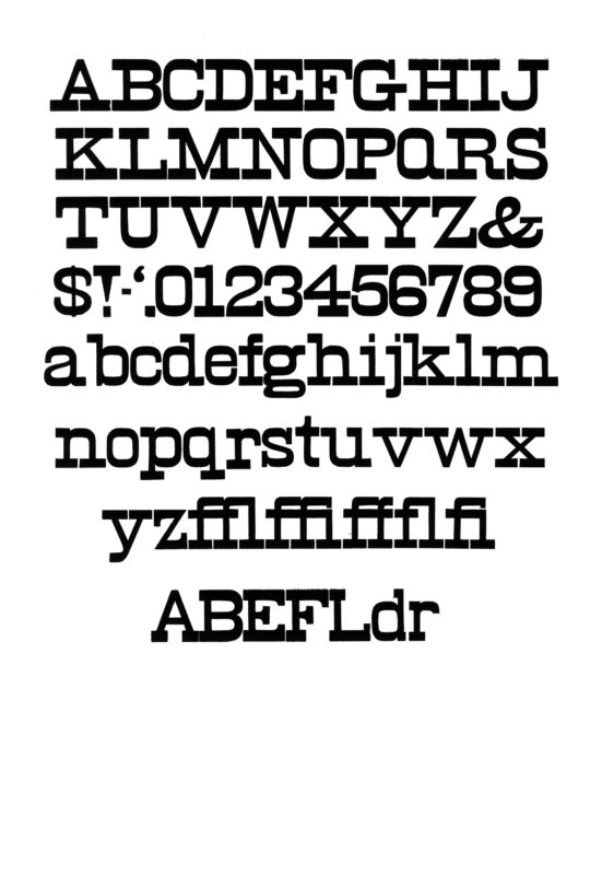simple specimen of Egyptian No. 2 wood type from the Rob Roy Kelly collection, printed in the UT Design Lab