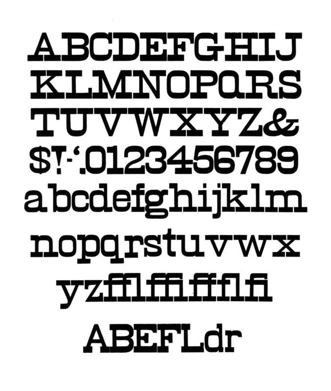simple specimen of Egyptian No. 2 wood type from the Rob Roy Kelly collection, printed in the UT Design Lab