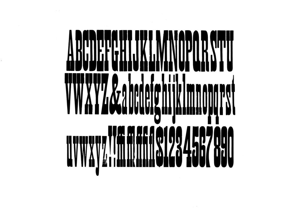 simple specimen of French Antique wood type from the Rob Roy Kelly collection, printed in the UT Design Lab