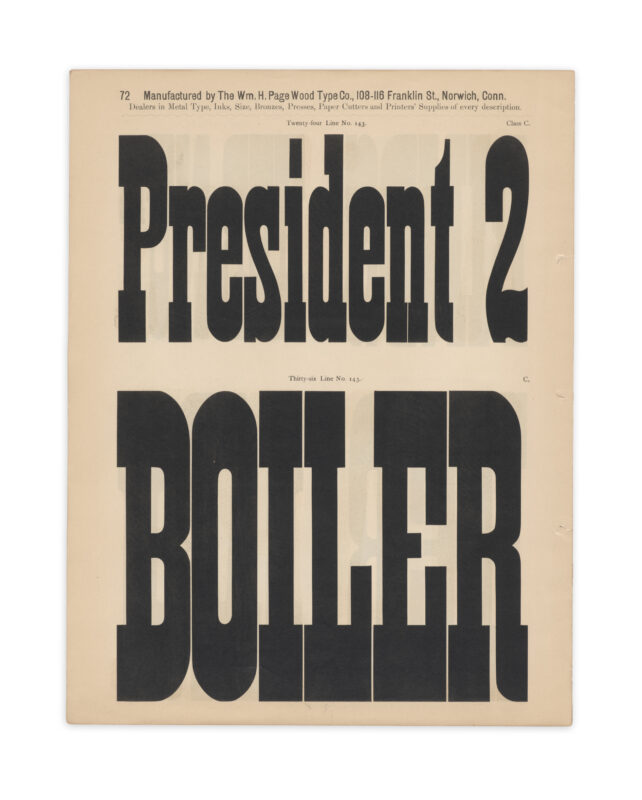 antique original wood type specimen catalog from wood type manufacturers in the 1800s featuring French Antique No. 1 type