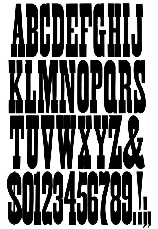 simple specimen of French Antique No. 1 wood type from the Rob Roy Kelly collection, printed in the UT Design Lab