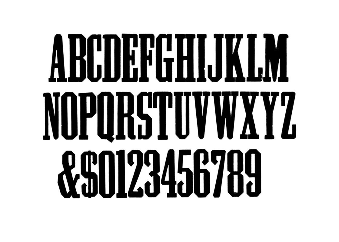 simple specimen of Grecian X Condensed wood type from the Rob Roy Kelly collection, printed in the UT Design Lab