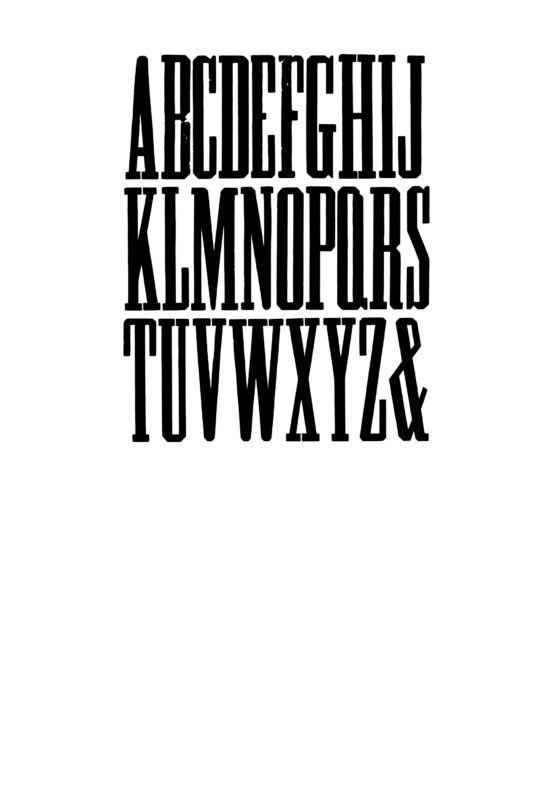 simple specimen of Grecian XX Condensed wood type from the Rob Roy Kelly collection, printed in the UT Design Lab