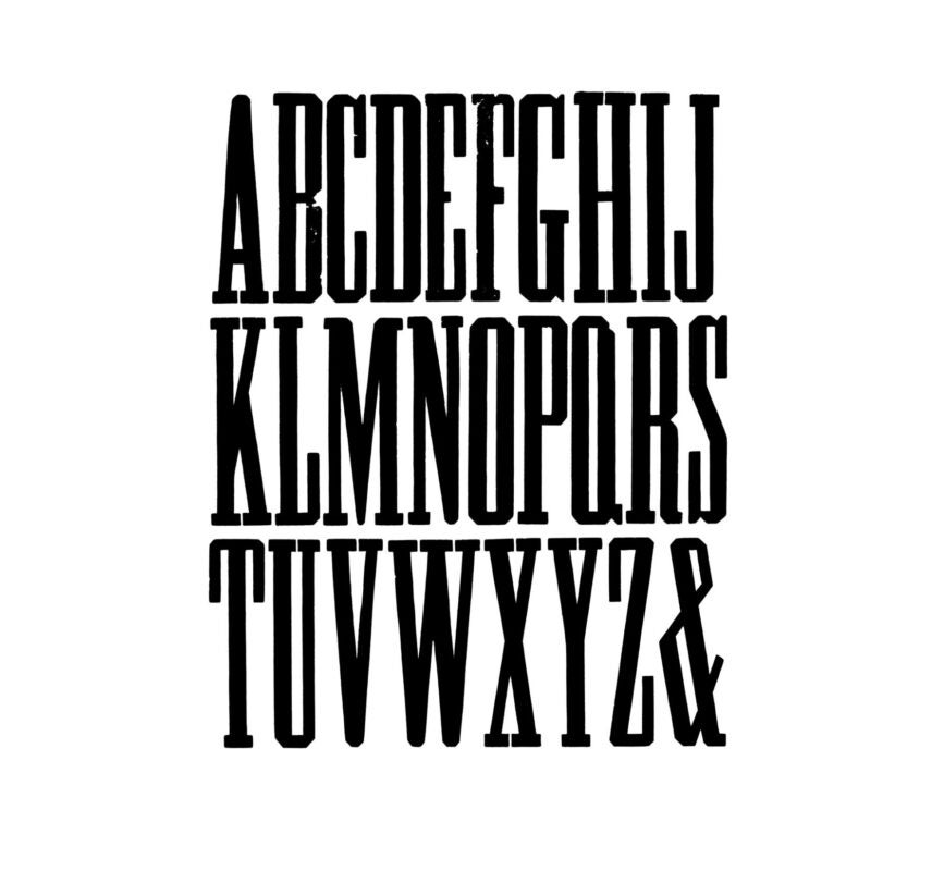 simple specimen of Grecian XX Condensed wood type from the Rob Roy Kelly collection, printed in the UT Design Lab