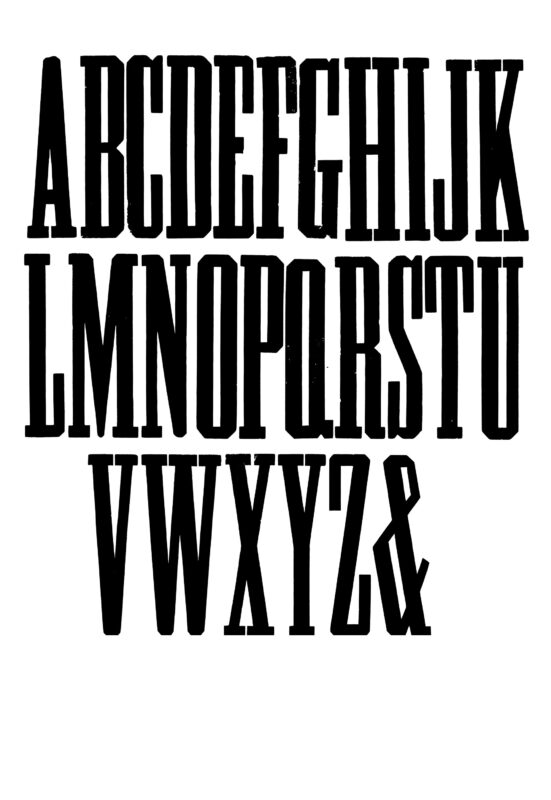 simple specimen of Grecian XX Condensed wood type from the Rob Roy Kelly collection, printed in the UT Design Lab
