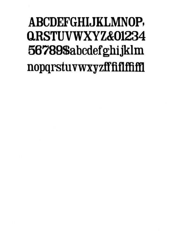 simple specimen of Clarendon Light Face wood type from the Rob Roy Kelly collection, printed in the UT Design Lab