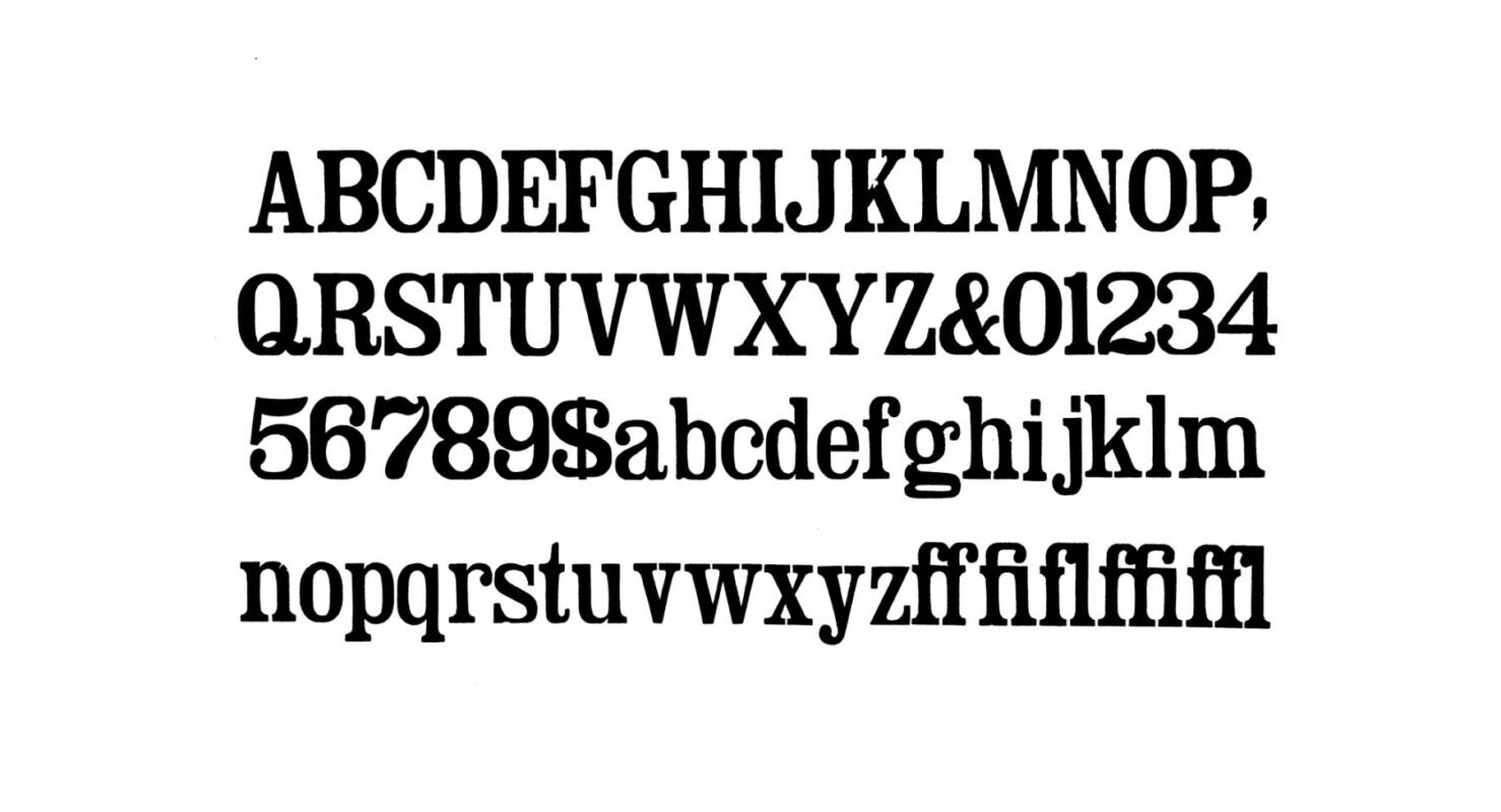 simple specimen of Clarendon Light Face wood type from the Rob Roy Kelly collection, printed in the UT Design Lab