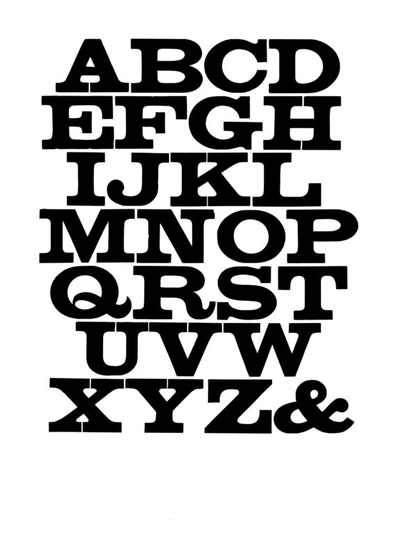 simple specimen of Clarendon Extended wood type from the Rob Roy Kelly collection, printed in the UT Design Lab