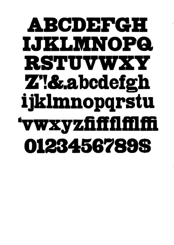 simple specimen of Columbian wood type from the Rob Roy Kelly collection, printed in the UT Design Lab