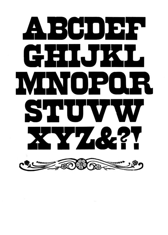simple specimen of Aldine wood type from the Rob Roy Kelly collection, printed in the UT Design Lab