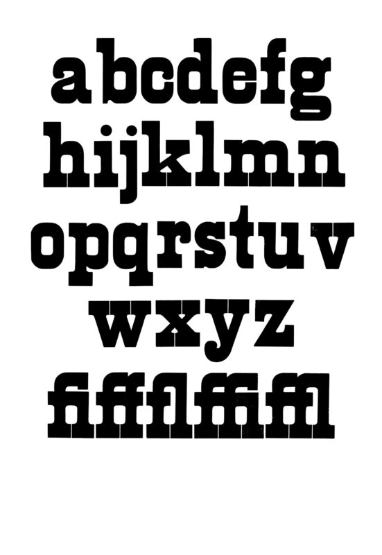 simple specimen of Aldine wood type from the Rob Roy Kelly collection, printed in the UT Design Lab