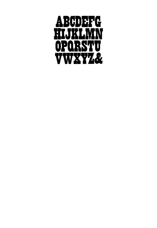simple specimen of Clarendon Italian wood type from the Rob Roy Kelly collection, printed in the UT Design Lab