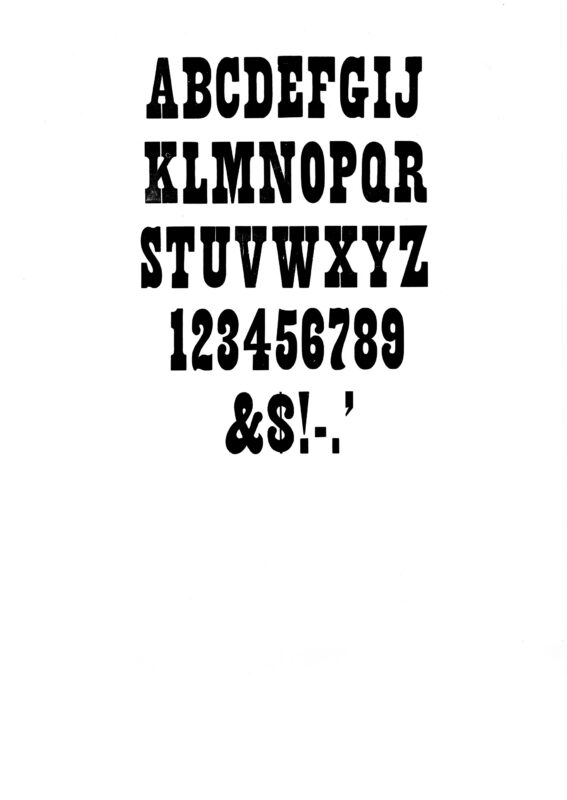 simple specimen of Clarendon No. 1 wood type from the Rob Roy Kelly collection, printed in the UT Design Lab