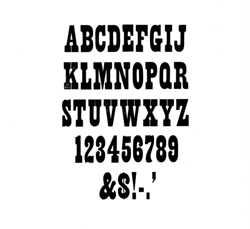 simple specimen of Clarendon No. 1 wood type from the Rob Roy Kelly collection, printed in the UT Design Lab