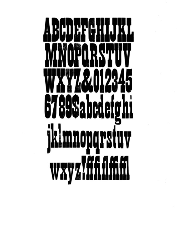 simple specimen of French Clarendon wood type from the Rob Roy Kelly collection, printed in the UT Design Lab