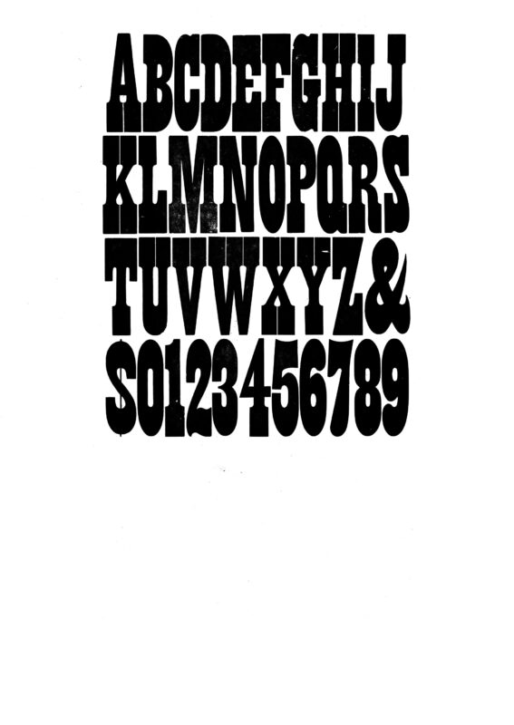 simple specimen of French Clarendon wood type from the Rob Roy Kelly collection, printed in the UT Design Lab