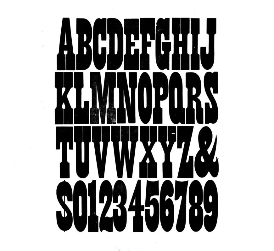 simple specimen of French Clarendon wood type from the Rob Roy Kelly collection, printed in the UT Design Lab
