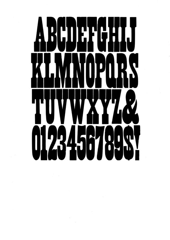 simple specimen of French Clarendon wood type from the Rob Roy Kelly collection, printed in the UT Design Lab